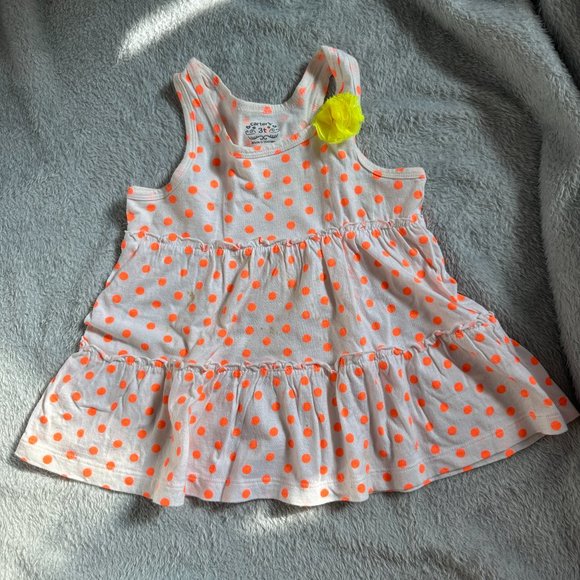 Carter's Other - Carter's Ruffle Flowing Tank Top White w/ Orange Polka Dots Sz 3T